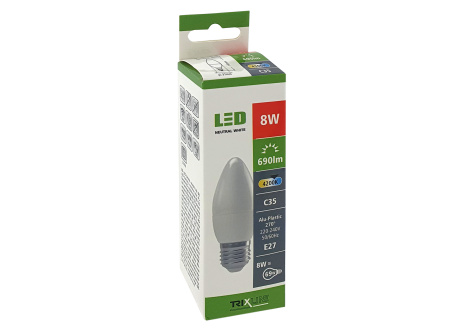 LED izzó Trixline 6W E27 C35 neutrális fehér