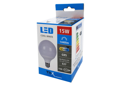 LED izzó Trixline 15W G95 E27 hideg fehér