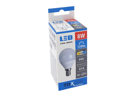 LED izzó 8W E14 P45 TRIXLINE hideg fehér