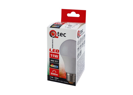 LED izzó Q tec 11W A60 E27 meleg fehér