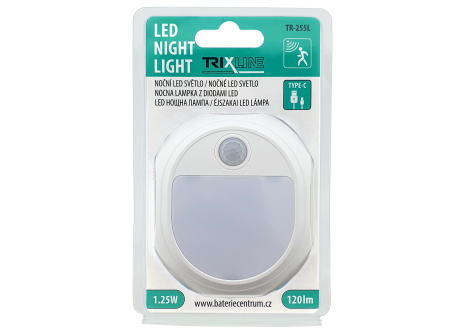 TR-255L LED noční světlo s pohybovým senzorem + USB-C Trixline