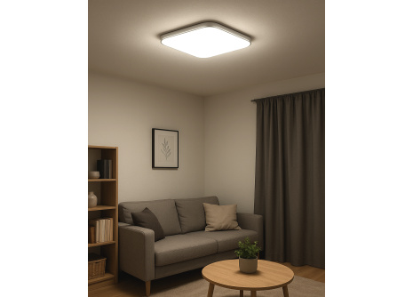 Q-257CP Led mennyezeti lámpa MESTA 36W 3060lm 4000K négyzet keret,  ezüst szín QTEC