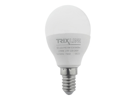  LED izzó Trixline 8W E14 P45 meleg fehér