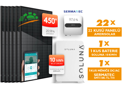 Fotovoltaický SET Amerisolar 450W, Soluna 10kWh, Sermatec 