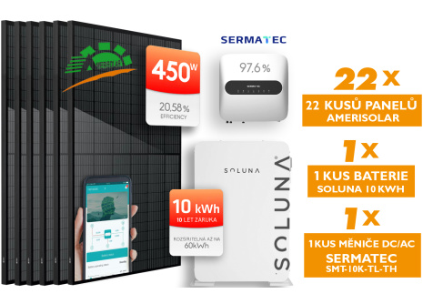 Fotovoltaický SET Amerisolar 450W, Soluna 10kWh, Sermatec