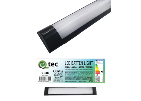 Q-33B 18W LED BATTEN LIGHT podlinkové světlo - černé QTEC 60cm