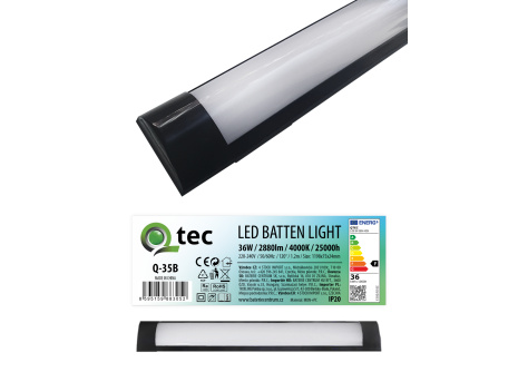 Q-35B 36W LED BATTEN LIGHT podlinkové světlo - černé QTEC 120cm