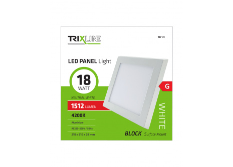 Mennyezeti LED lámpa TRIXLINE – felületre szerelhetö négyszögletes 18W neutrál fehér