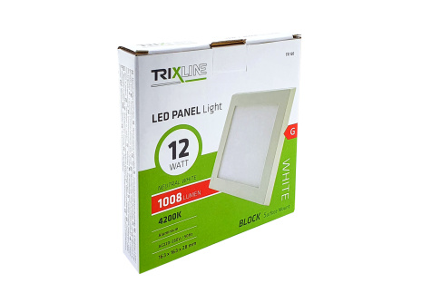 Mennyezeti LED lámpa TRIXLINE – felületre szerelhetö négyszögletes 12W hideg fehér