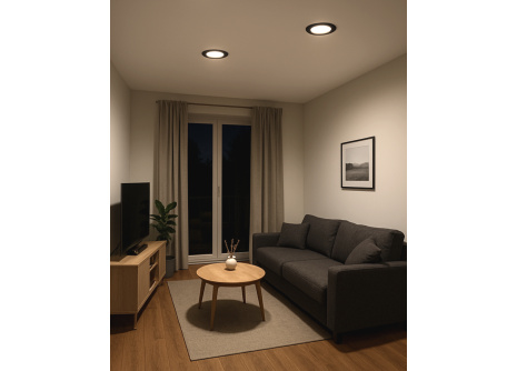 Q-51M LED panel 6W 660lm 4000K černý - kruhový vestavný Qtec