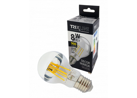 LED izzó Trixline DECOR MIRROR A60, 8W E27 SILVER