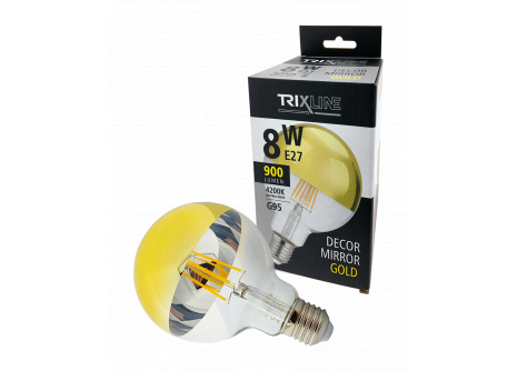 LED žárovka Trixline DECOR MIRROR G95, 8W GOLD