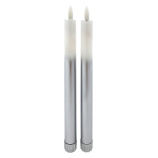 Hosszú LED gyertya - fehér-ezüst, 2db HOME DECOR HD-117