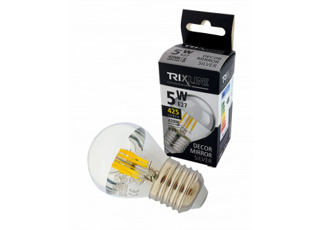 LED izzó Trixline DECOR MIRROR P45, 5W E27 SILVER