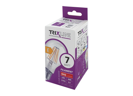 Dekor LED izzó FILAMENT Trixline 7W 840lm A60 E27 meleg fehér