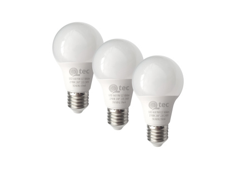LED izzó 9W/806lm/A60/E27 meleg fehér 3 PACK Qtec