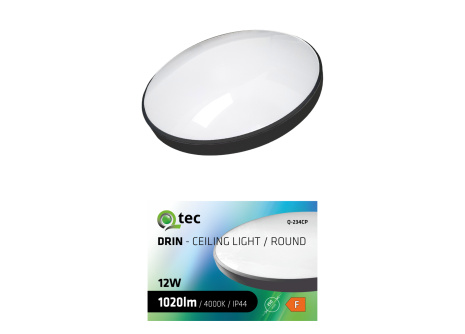 Led stropní svítidlo Q-234CP 12W 4000K ø25cm/kruhové černé QTEC