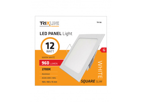 Mennyezeti LED lámpa TRIXLINE – négyszögletes 12W meleg fehér