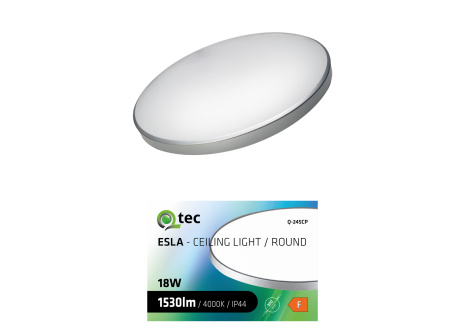 LED stropní svítidlo ESLA Q-245CP 18W 1530lm 4000K ø30cm/kruhové stříbrné QTEC