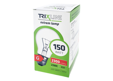 Teplotně odolná žárovka Trixline 150W, A70, E27, 2700K