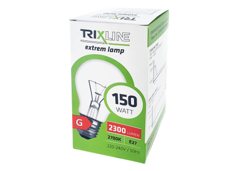 Hőálló izzó Trixline 150W, A70, E27, 2700K