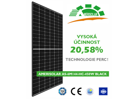 Amerisolar solární panel 450W - černá - AS-6M144-HC