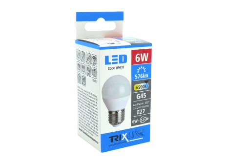 LED izzó BC TR 6W E27 G45 hideg fehér