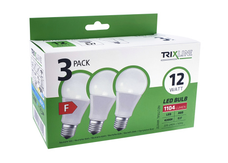 LED izzó Trixline 12W A60 E27 neutrális fehér 3 PACK