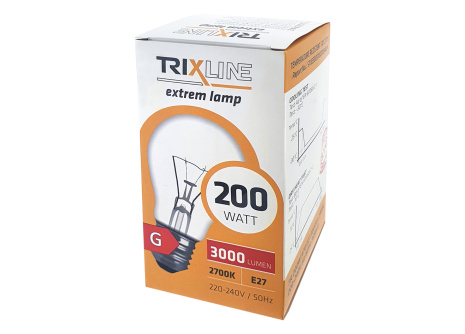 Hőálló izzó Trixline 200W, A70, E27, 2700K