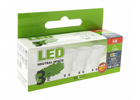 LED izzó BC TR 6W GU10 neutrál fehér 3 PACK