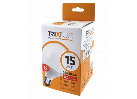 LED izzó Trixline 15W G95 E27 meleg fehér