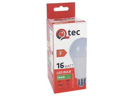 LED izzó Qtec 16W 1440lm A60 E27 2700K