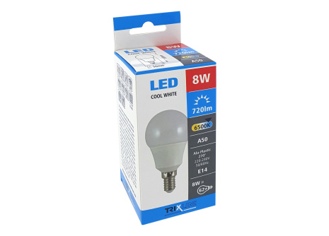 LED izzó BC TR 8W E14 A50 hideg fehér