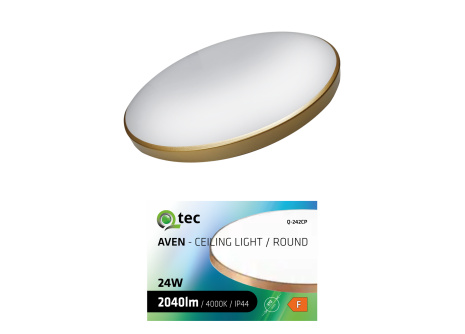 LED stropní svítidlo AVEN Q-242CP 24W 2040lm 4000K ø37cm/kruhové zlaté QTEC
