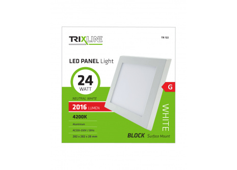 Mennyezeti LED lámpa TRIXLINE – felületre szerelhetö négyszögletes  24W hideg fehér