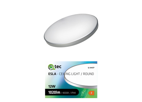 LED stropní svítidlo ESLA Q-244CP 12W 1020lm 4000K ø25cm/kruhové stříbrné QTEC