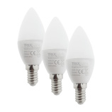 LED izzó Trixline 6W C35 E14 hideg fehér 3 PACK