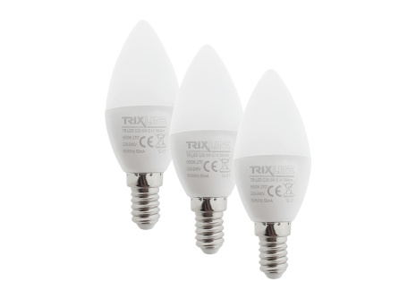 LED izzó Trixline 6W C35 E14 hideg fehér 3 PACK
