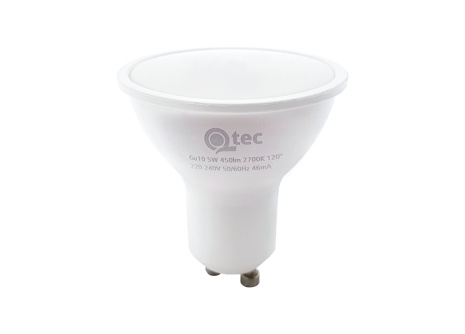 LED izzó Qtec 5W GU10 450lm meleg fehér