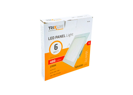 mennyezeti LED lámpa TRIXLINE – négyszögletes 6W meleg fehér