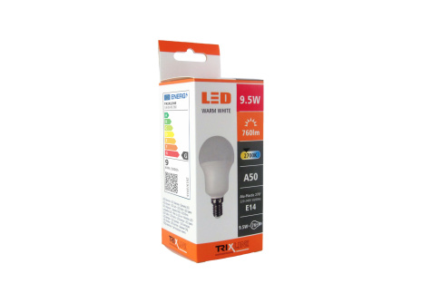 LED izzó TRIXLINE 9,5W E14 A50 meleg fehér