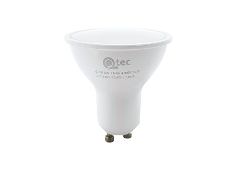 LED izzó Qtec 8W GU10 736lm neutrális fehér