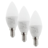 LED izzó Trixline 6W C35 E14 meleg fehér 3 PACK
