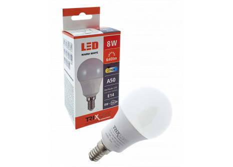 LED izzó BC TR 8W E14 A50 meleg fehér