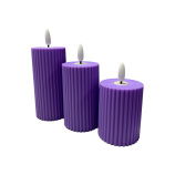 HD-140 LED gyertya - lila HOME DECOR SZETT 3db