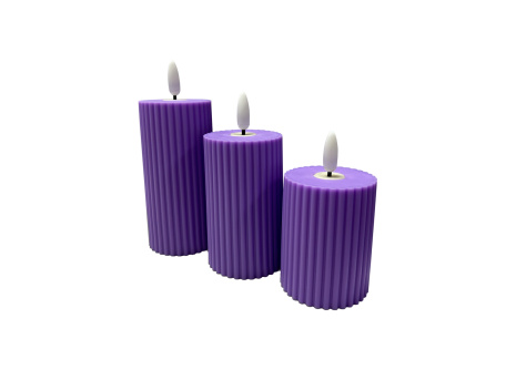 HD-140 LED gyertya - lila HOME DECOR SZETT 3db