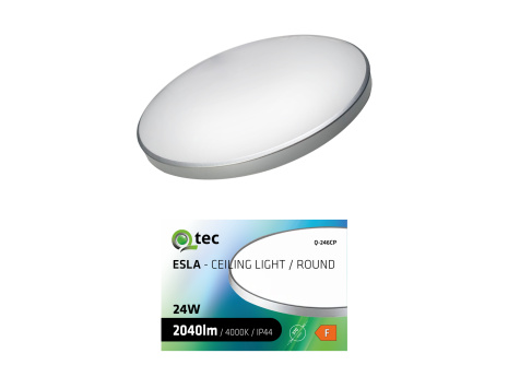 LED stropní svítidlo ESLA Q-246CP 24W 2040lm 4000K ø37cm/kruhové stříbrné QTEC