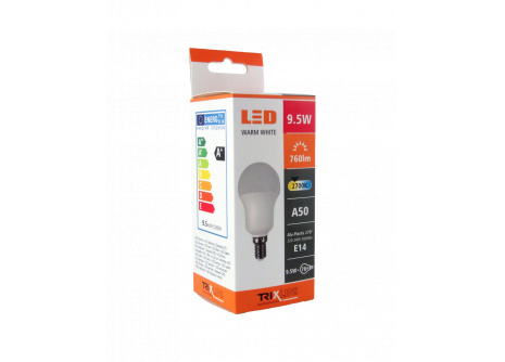 LED izzó TRIXLINE 9,5W E14 A50 meleg fehér