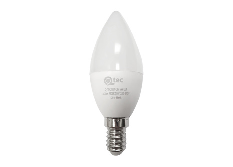 LED izzó Qtec 5W C37 E14 meleg fehér