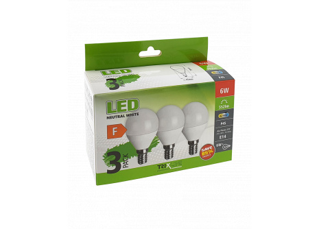 LED žárovka Trixline 6W P45 E14 neutrální bílá 3 PACK